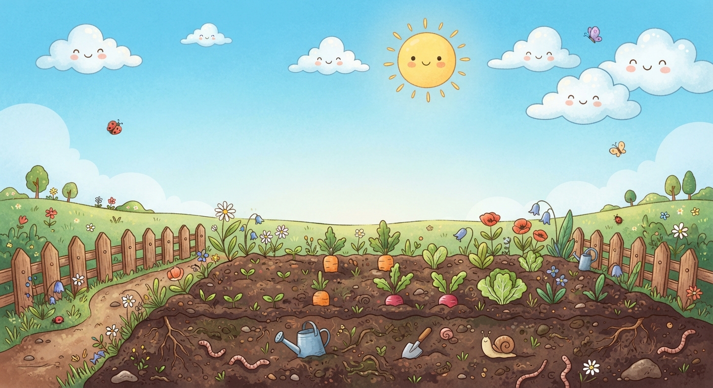 Warm sunny garden scene